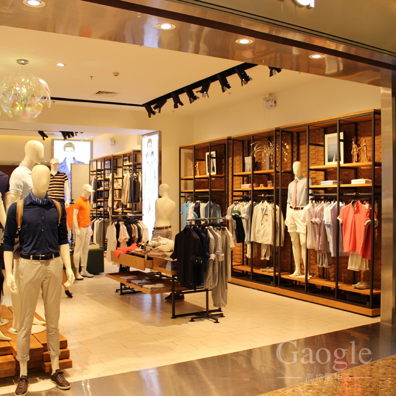 Solid wood menswear storefront